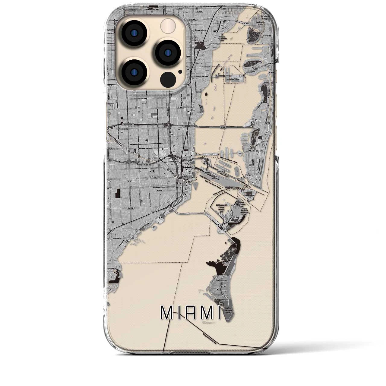 【マイアミ(アメリカ)】地図柄iPhoneケース(クリアタイプ)
