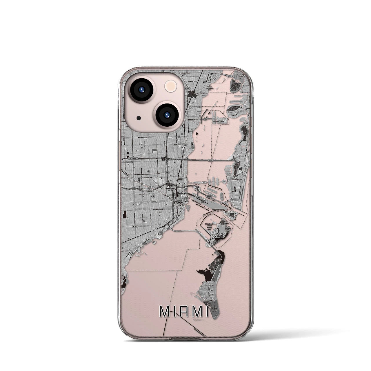 【マイアミ(アメリカ)】地図柄iPhoneケース(クリアタイプ)