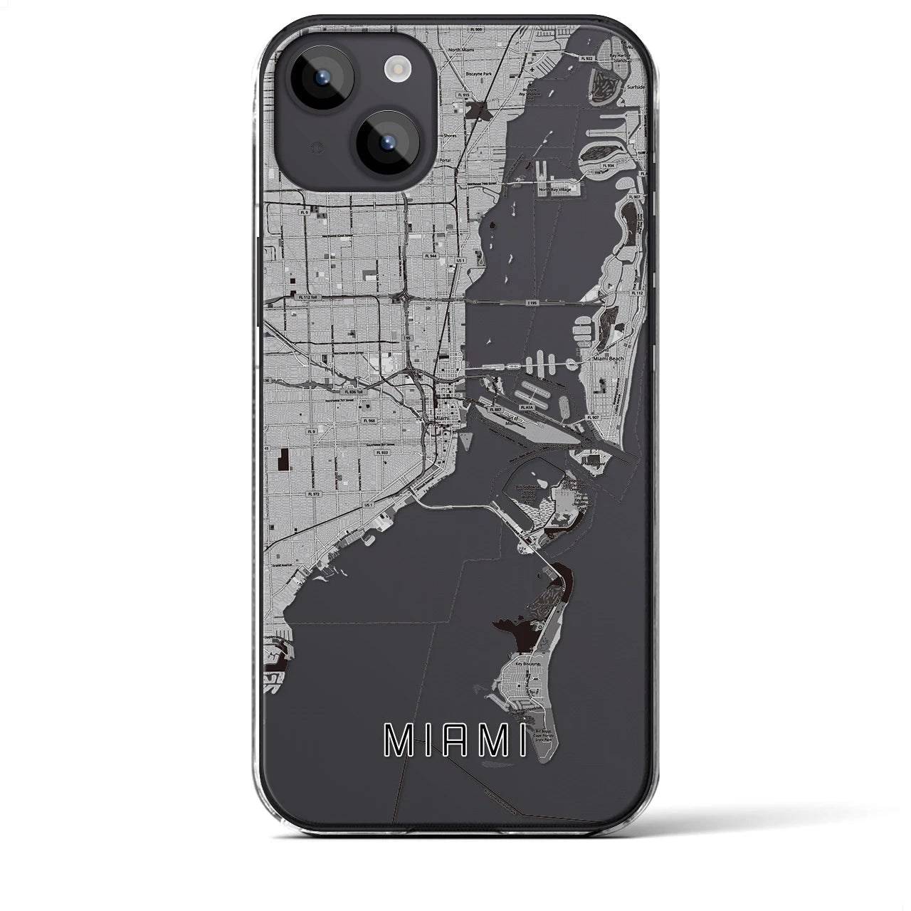 【マイアミ(アメリカ)】地図柄iPhoneケース(クリアタイプ)