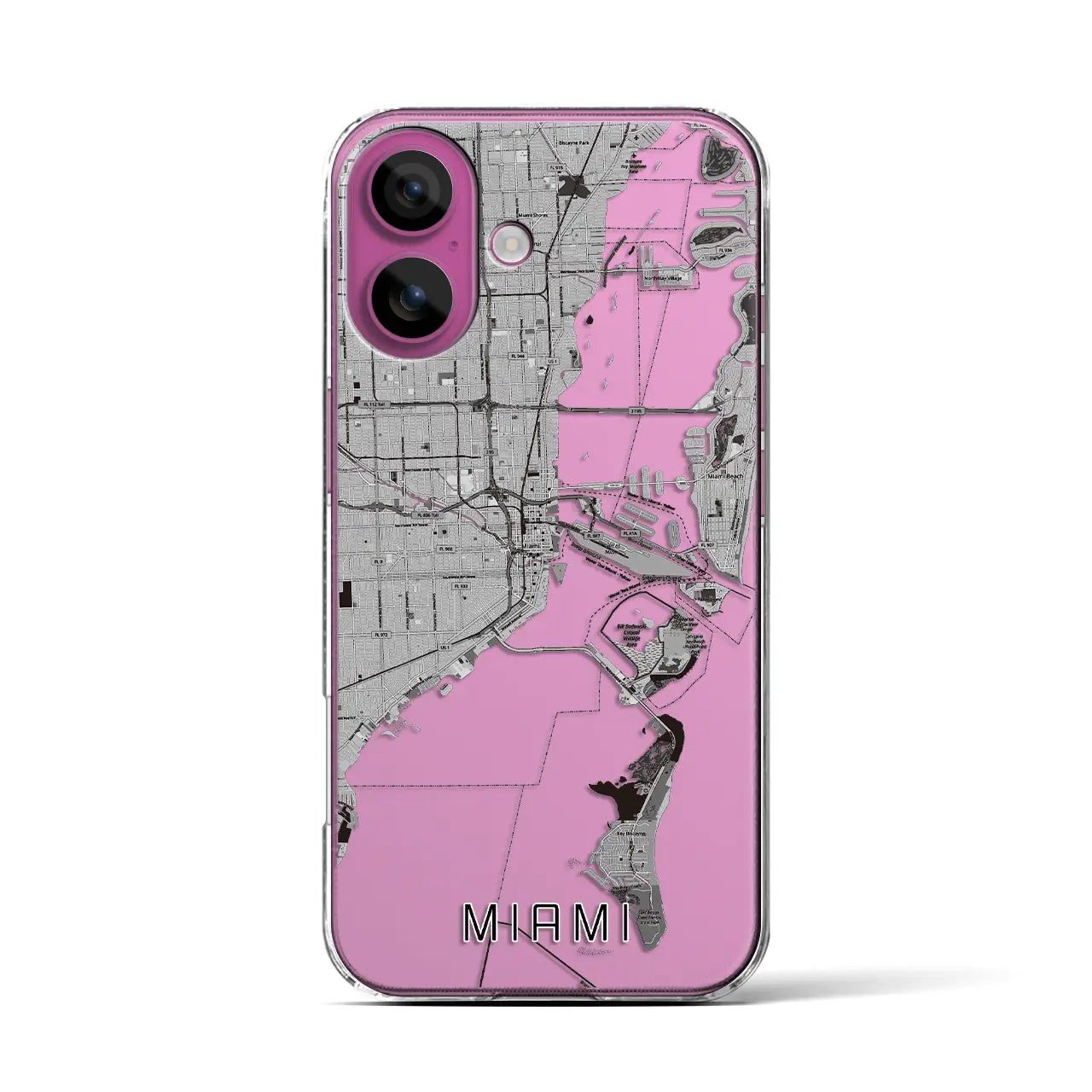 【マイアミ(アメリカ)】地図柄iPhoneケース(クリアタイプ)