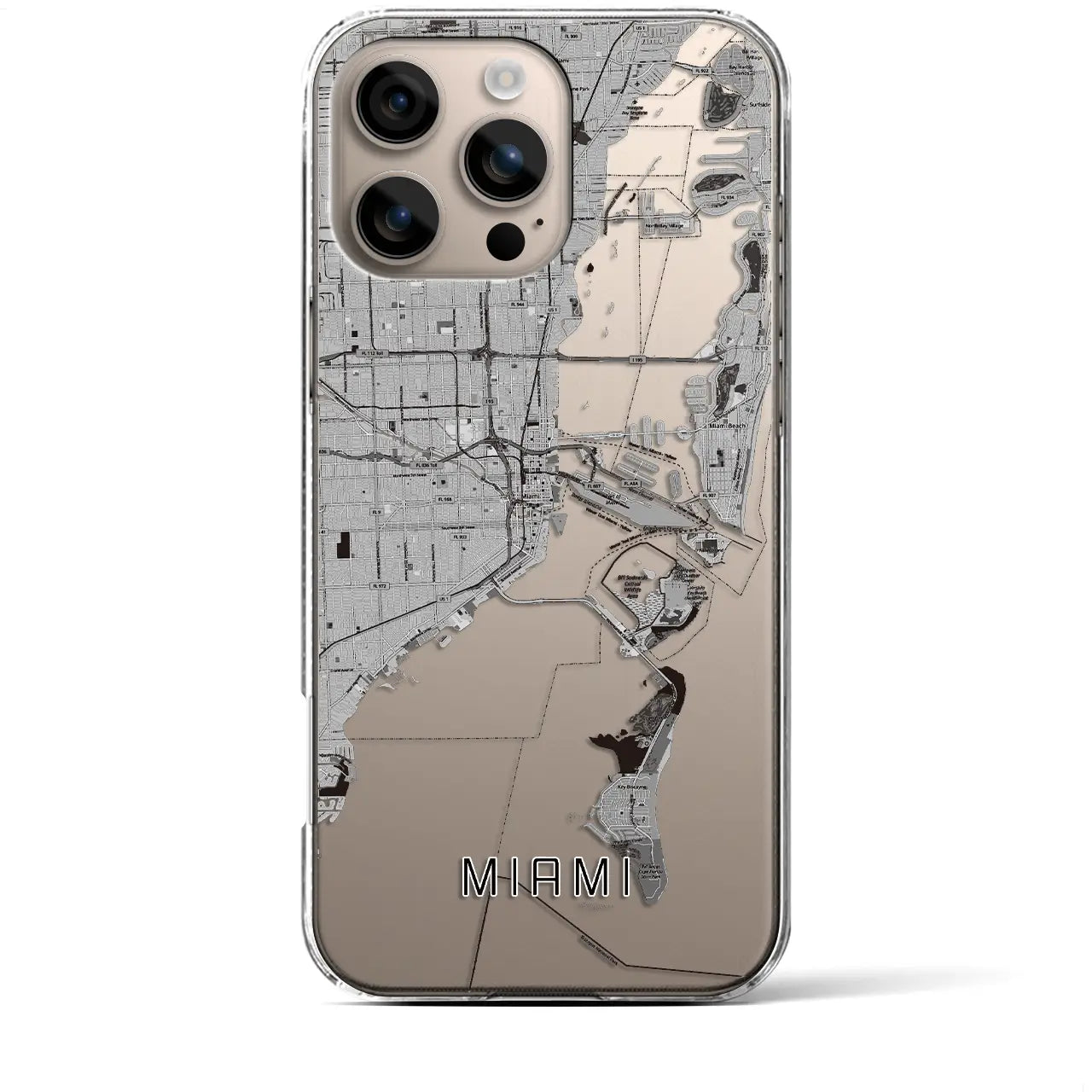 【マイアミ(アメリカ)】地図柄iPhoneケース(クリアタイプ)
