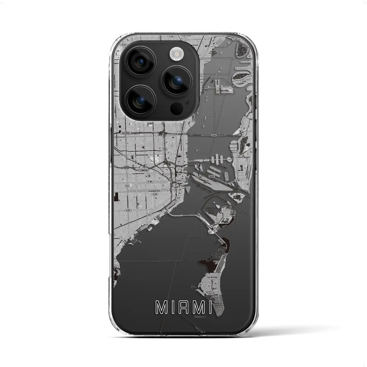 【マイアミ(アメリカ)】地図柄iPhoneケース(クリアタイプ)