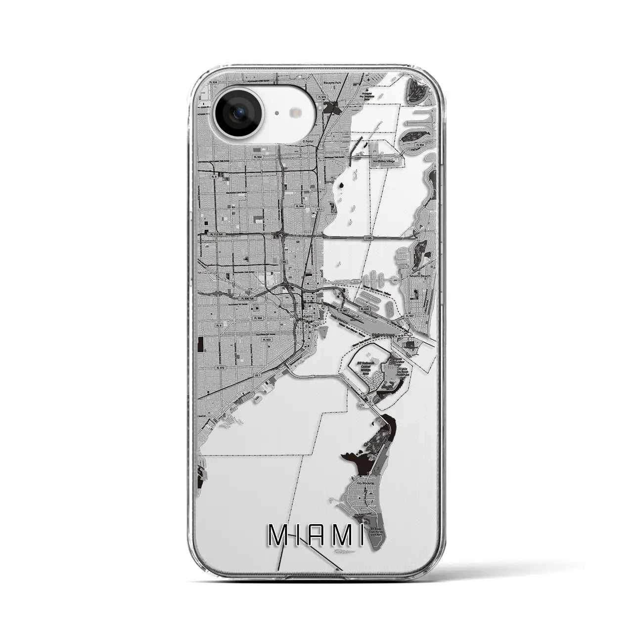 【マイアミ(アメリカ)】地図柄iPhoneケース(クリアタイプ)