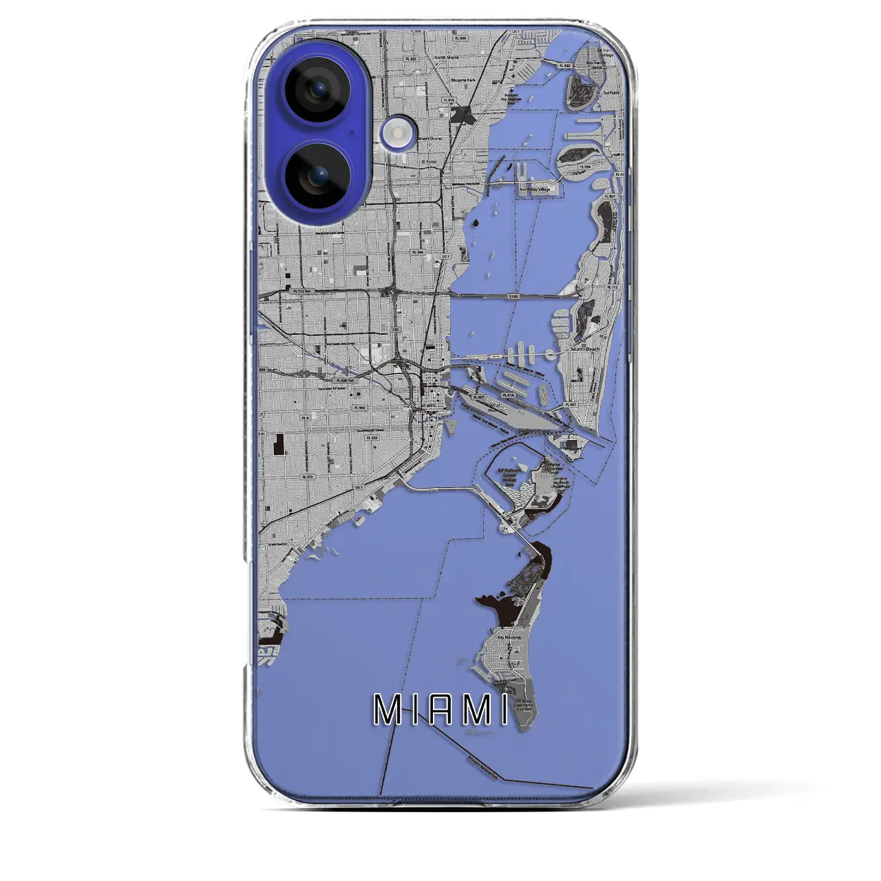 【マイアミ(アメリカ)】地図柄iPhoneケース(クリアタイプ)