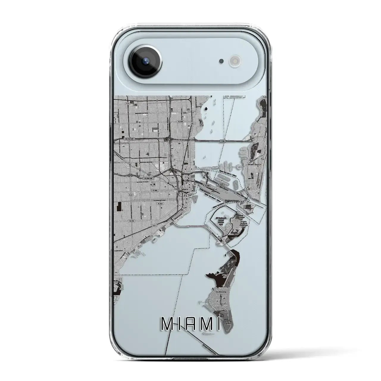 【マイアミ(アメリカ)】地図柄iPhoneケース(クリアタイプ)