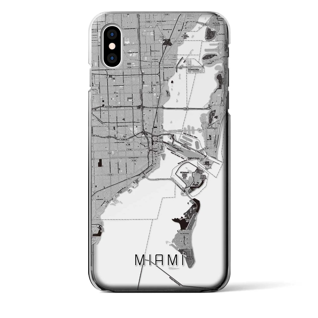 【マイアミ(アメリカ)】地図柄iPhoneケース(クリアタイプ)