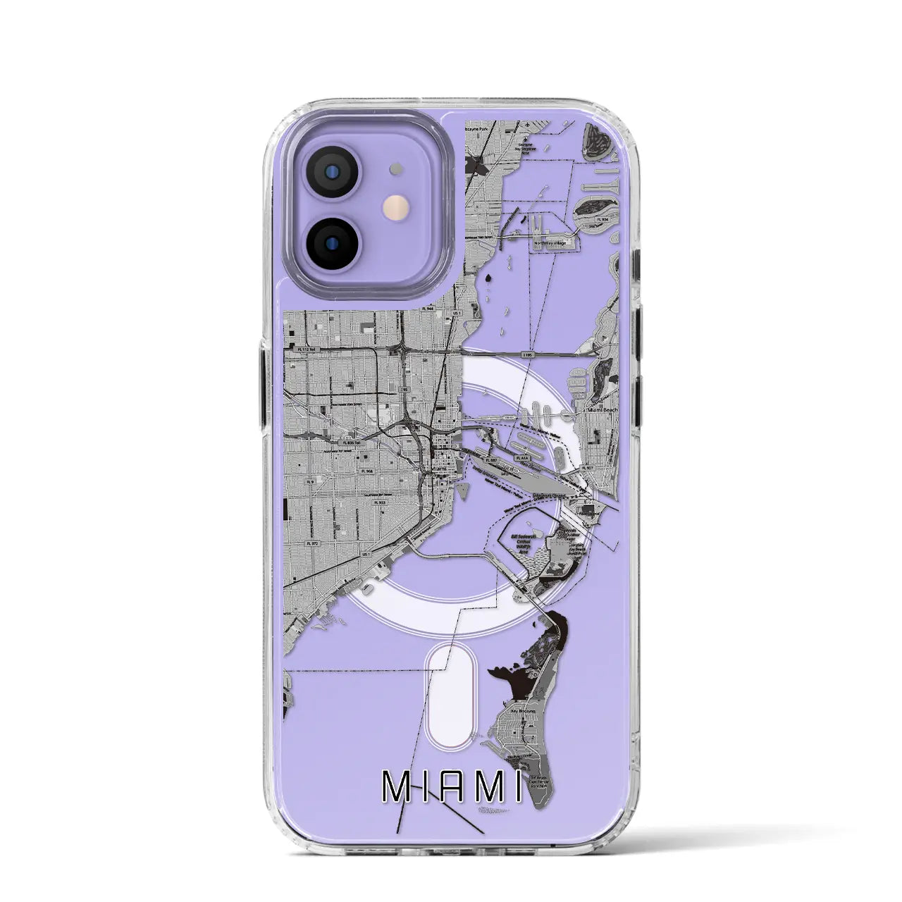 【マイアミ(アメリカ)】地図柄iPhoneケース(MagSafeタイプ)