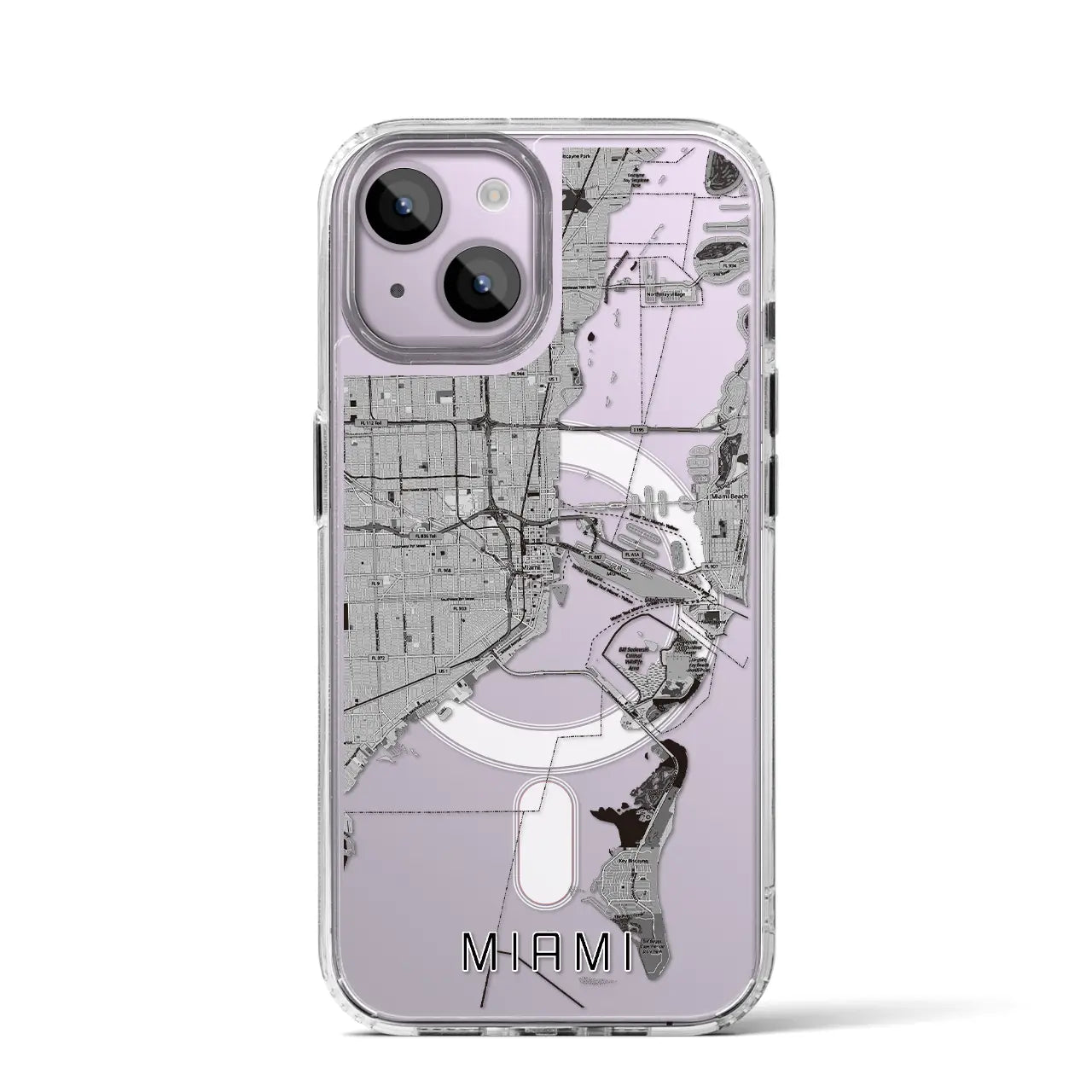 【マイアミ(アメリカ)】地図柄iPhoneケース(MagSafeタイプ)