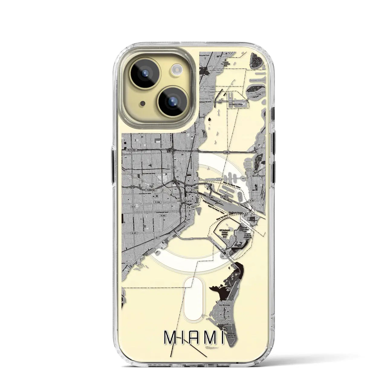 【マイアミ(アメリカ)】地図柄iPhoneケース(MagSafeタイプ)