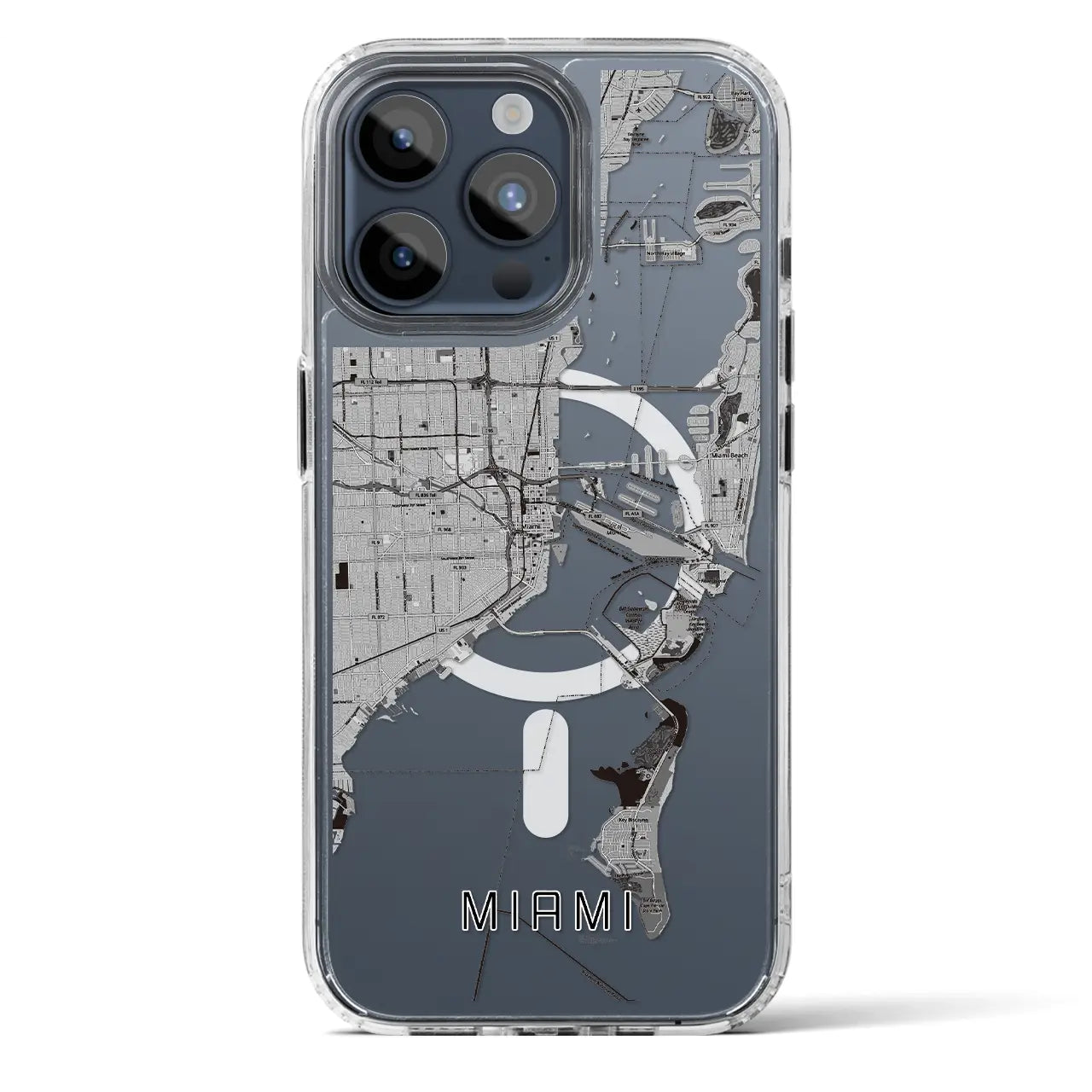 【マイアミ(アメリカ)】地図柄iPhoneケース(MagSafeタイプ)