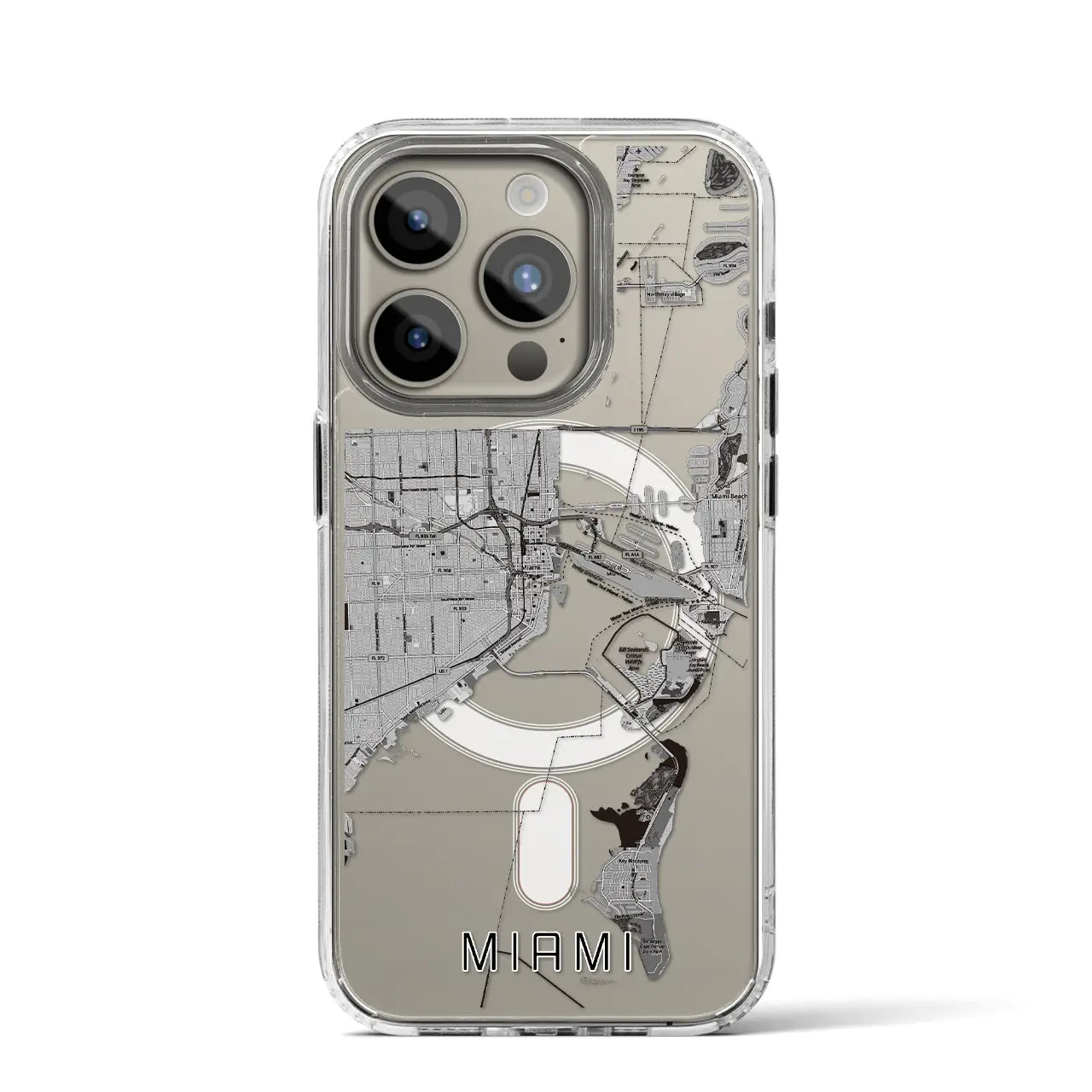 【マイアミ(アメリカ)】地図柄iPhoneケース(MagSafeタイプ)