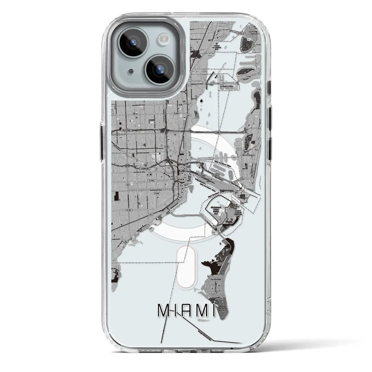 【マイアミ(アメリカ)】地図柄iPhoneケース(MagSafeタイプ)