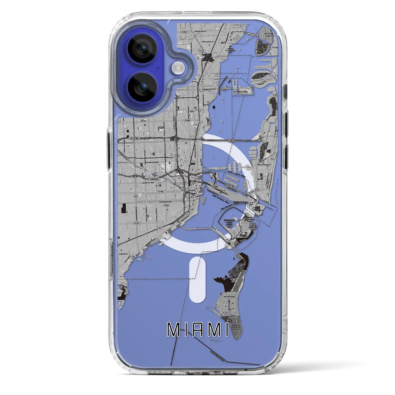 【マイアミ(アメリカ)】地図柄iPhoneケース(MagSafeタイプ)
