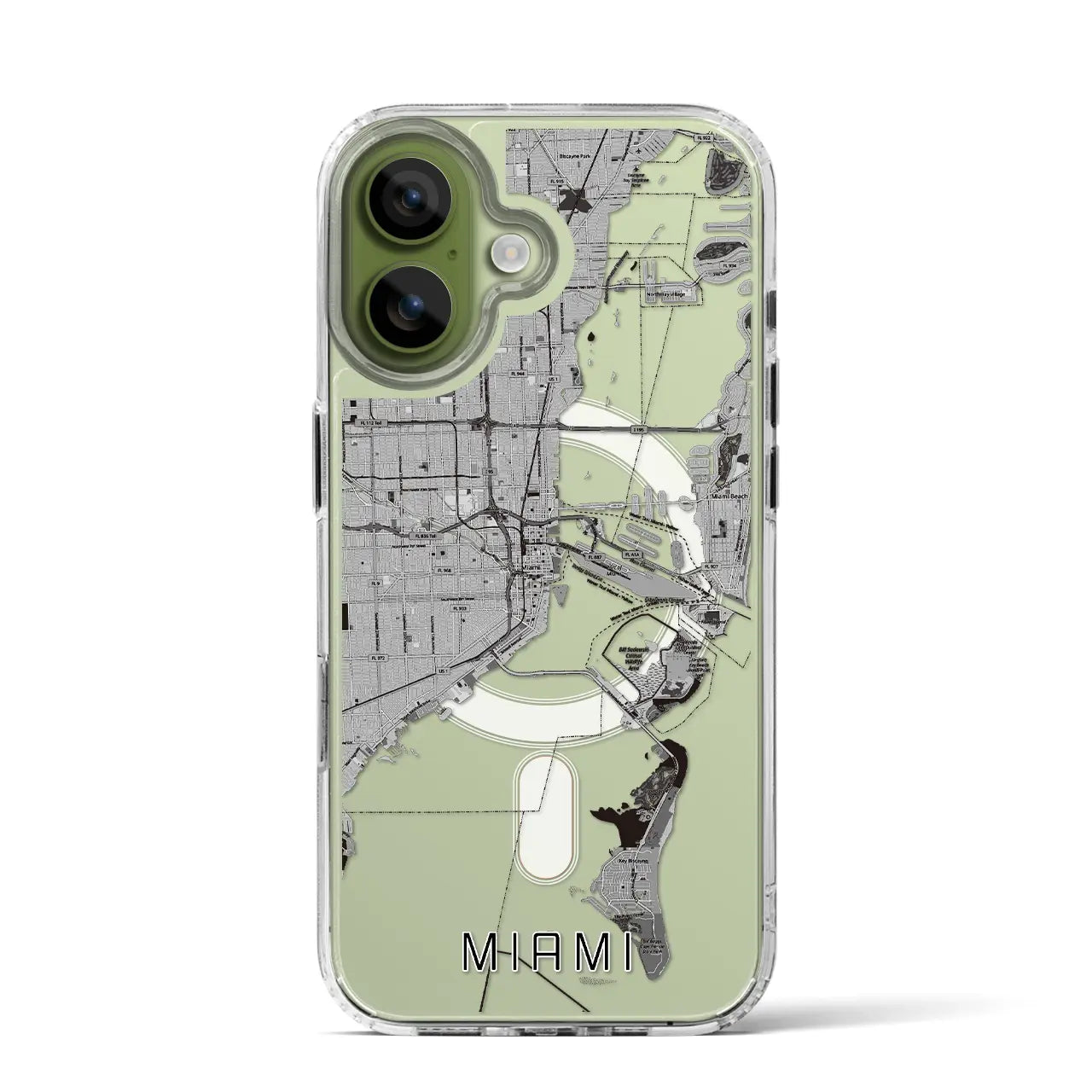 【マイアミ(アメリカ)】地図柄iPhoneケース(MagSafeタイプ)