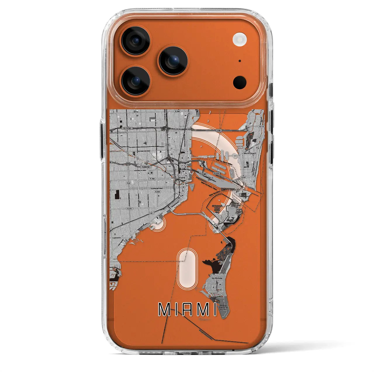 【マイアミ(アメリカ)】地図柄iPhoneケース(MagSafeタイプ)