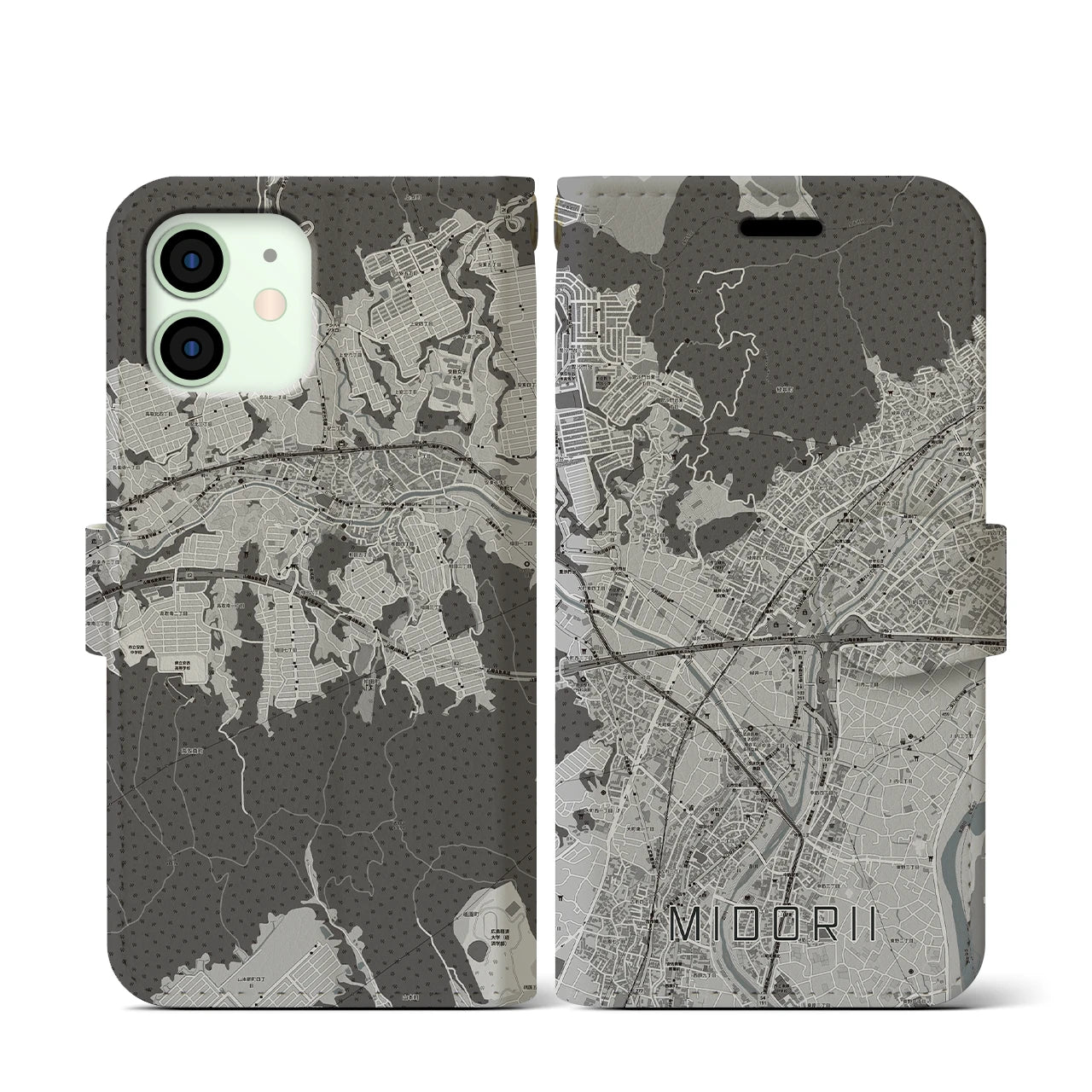 【緑井(広島県)】地図柄iPhoneケース(手帳タイプ)