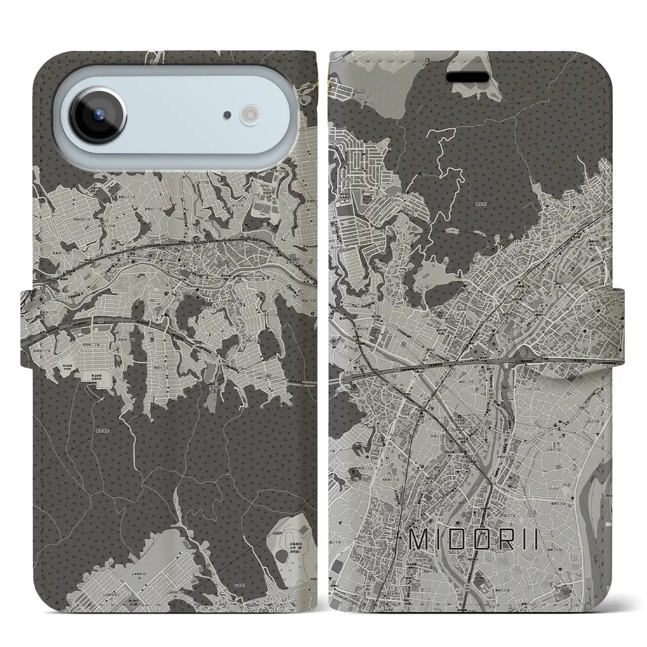 【緑井(広島県)】地図柄iPhoneケース(手帳タイプ)