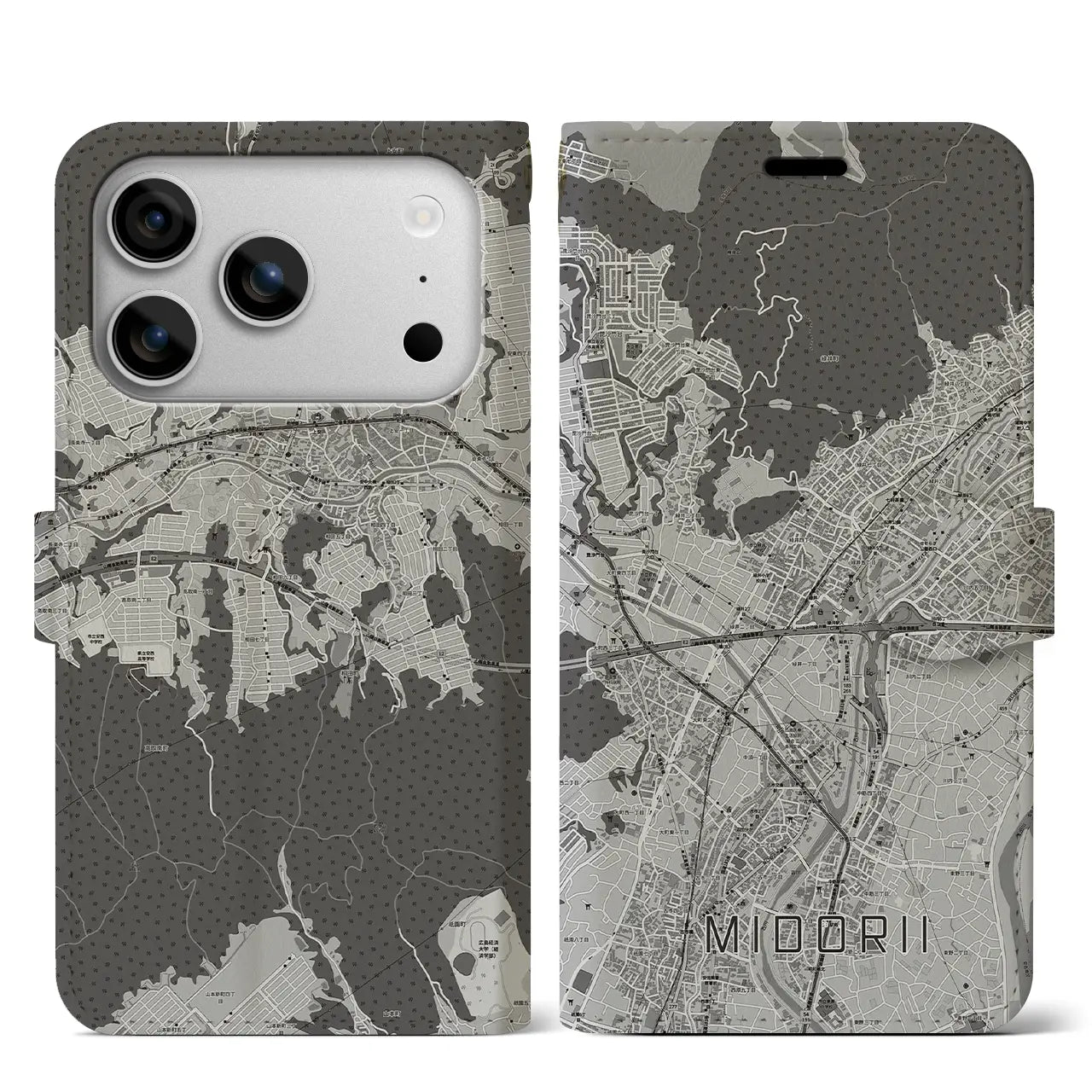 【緑井(広島県)】地図柄iPhoneケース(手帳タイプ)