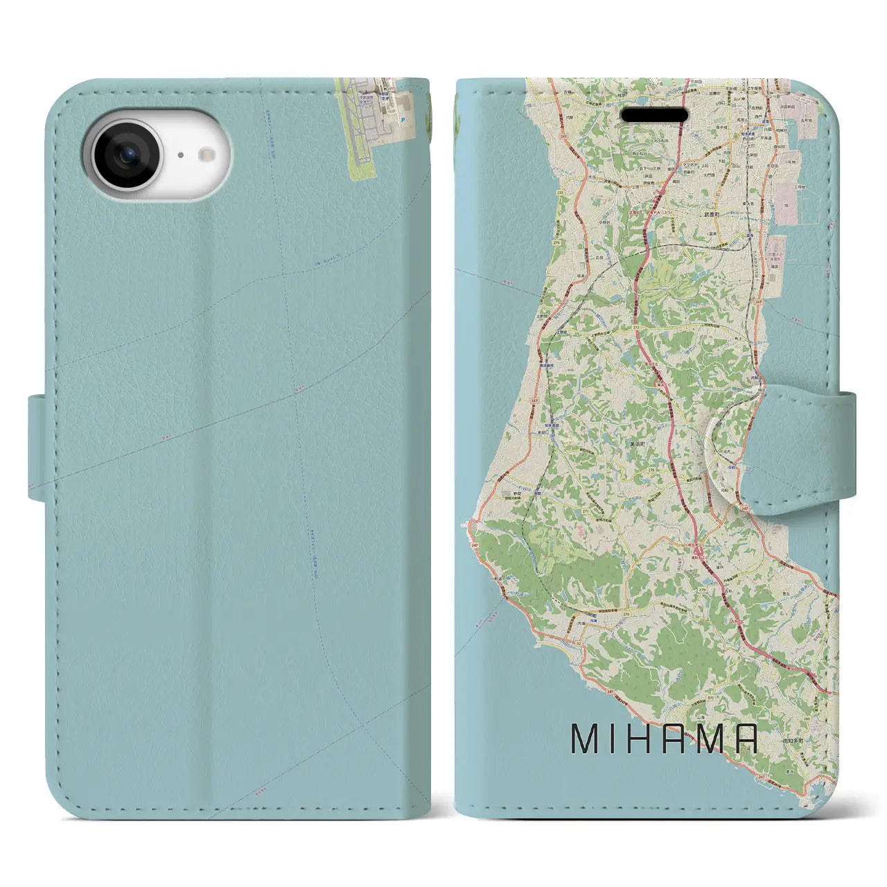 【美浜(愛知県)】地図柄iPhoneケース(手帳タイプ)