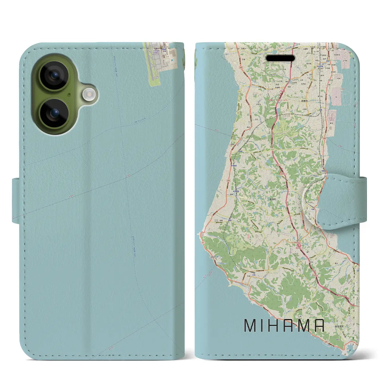 【美浜(愛知県)】地図柄iPhoneケース(手帳タイプ)