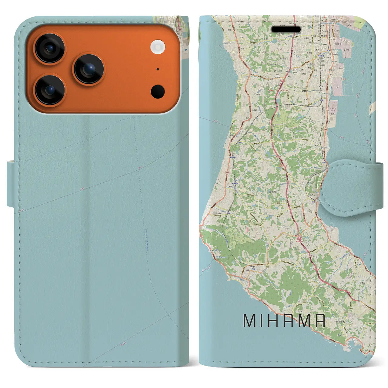 【美浜(愛知県)】地図柄iPhoneケース(手帳タイプ)