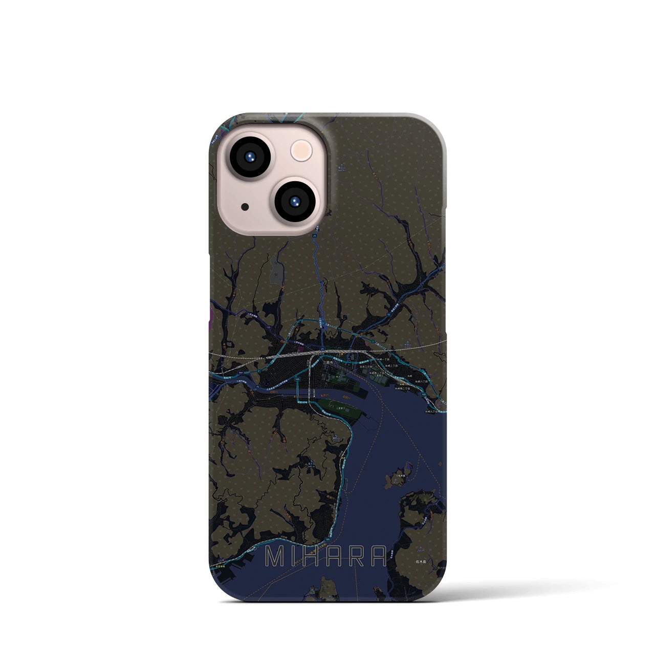【三原(広島県)】地図柄iPhoneケース(バックカバータイプ)
