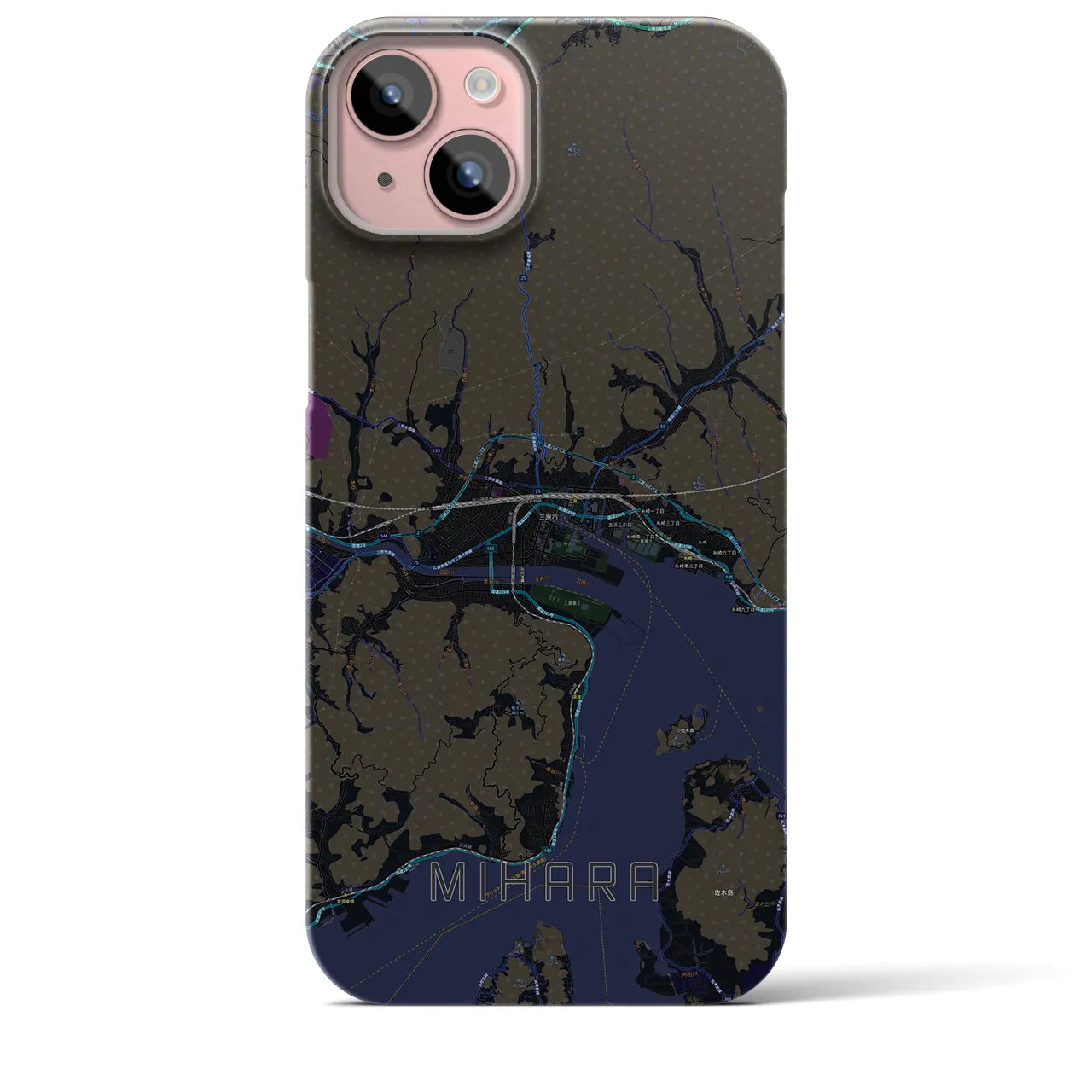【三原(広島県)】地図柄iPhoneケース(バックカバータイプ)