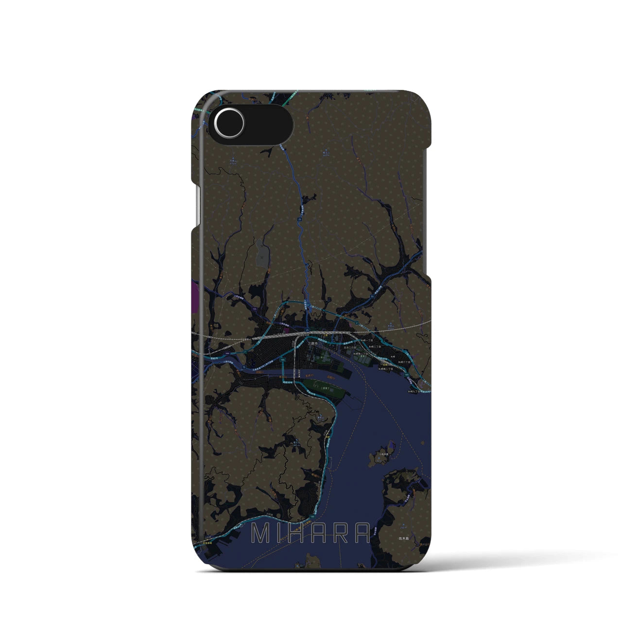 【三原(広島県)】地図柄iPhoneケース(バックカバータイプ)