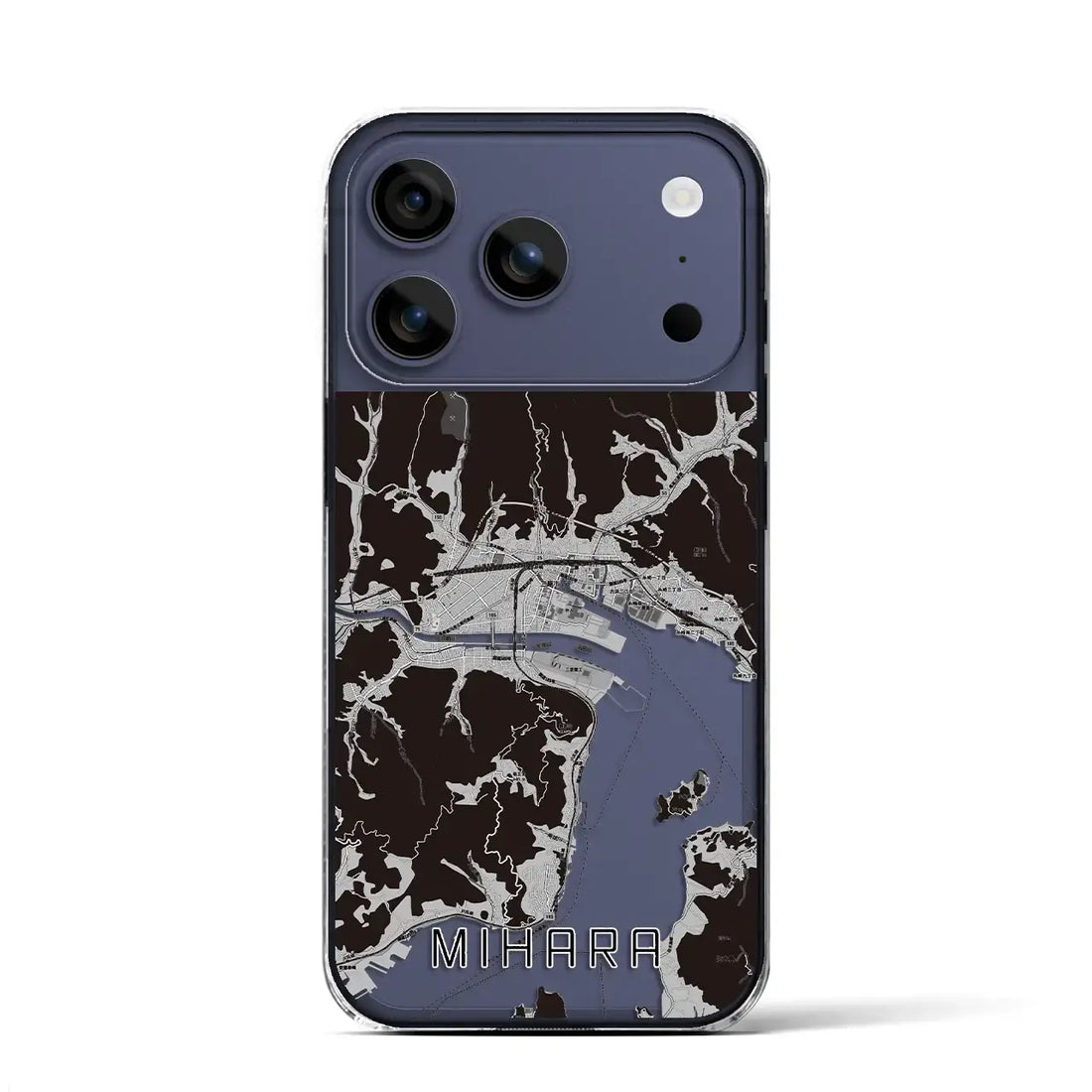 【三原(広島県)】地図柄iPhoneケース(クリアタイプ)モノトーン・iPhone 17 Pro Max 用