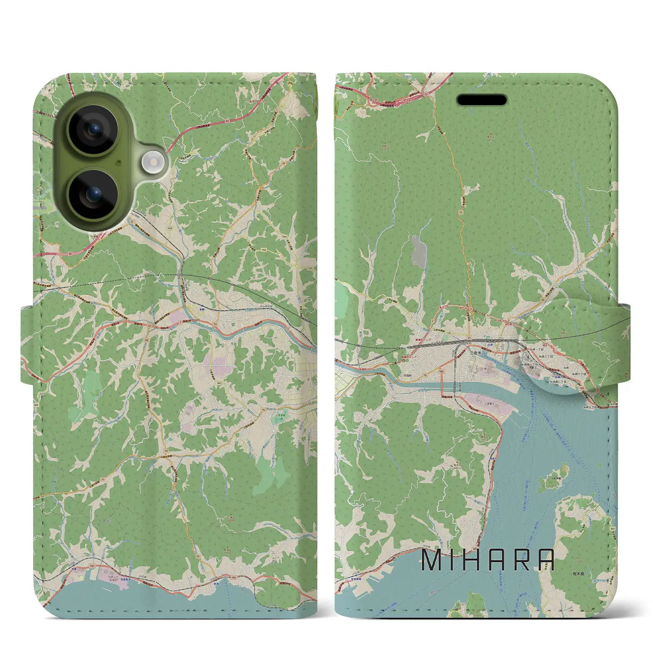 【三原(広島県)】地図柄iPhoneケース(手帳タイプ)