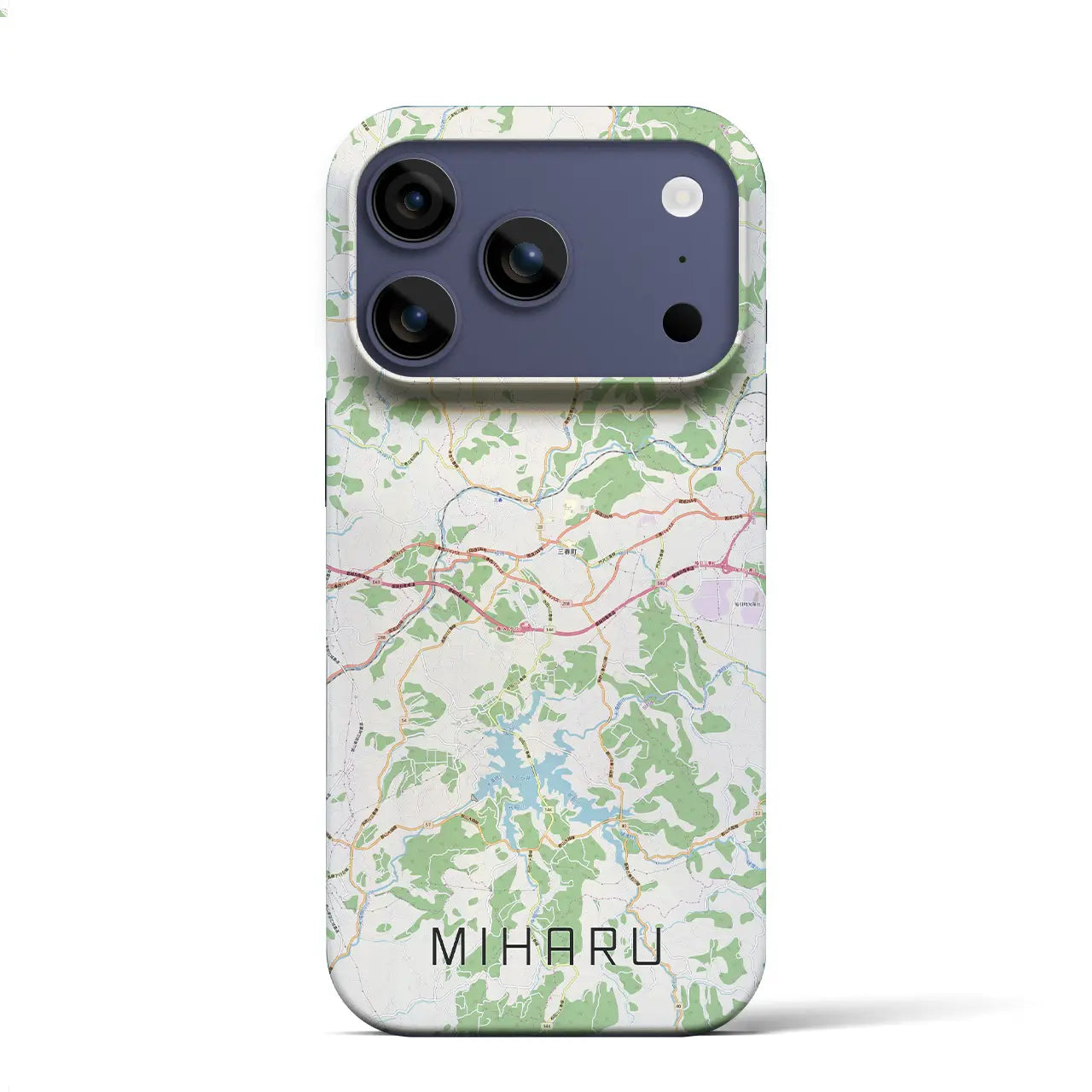 【三春(福島県)】地図柄iPhoneケース(バックカバータイプ)ブラック・iPhone 17 Pro Max 用