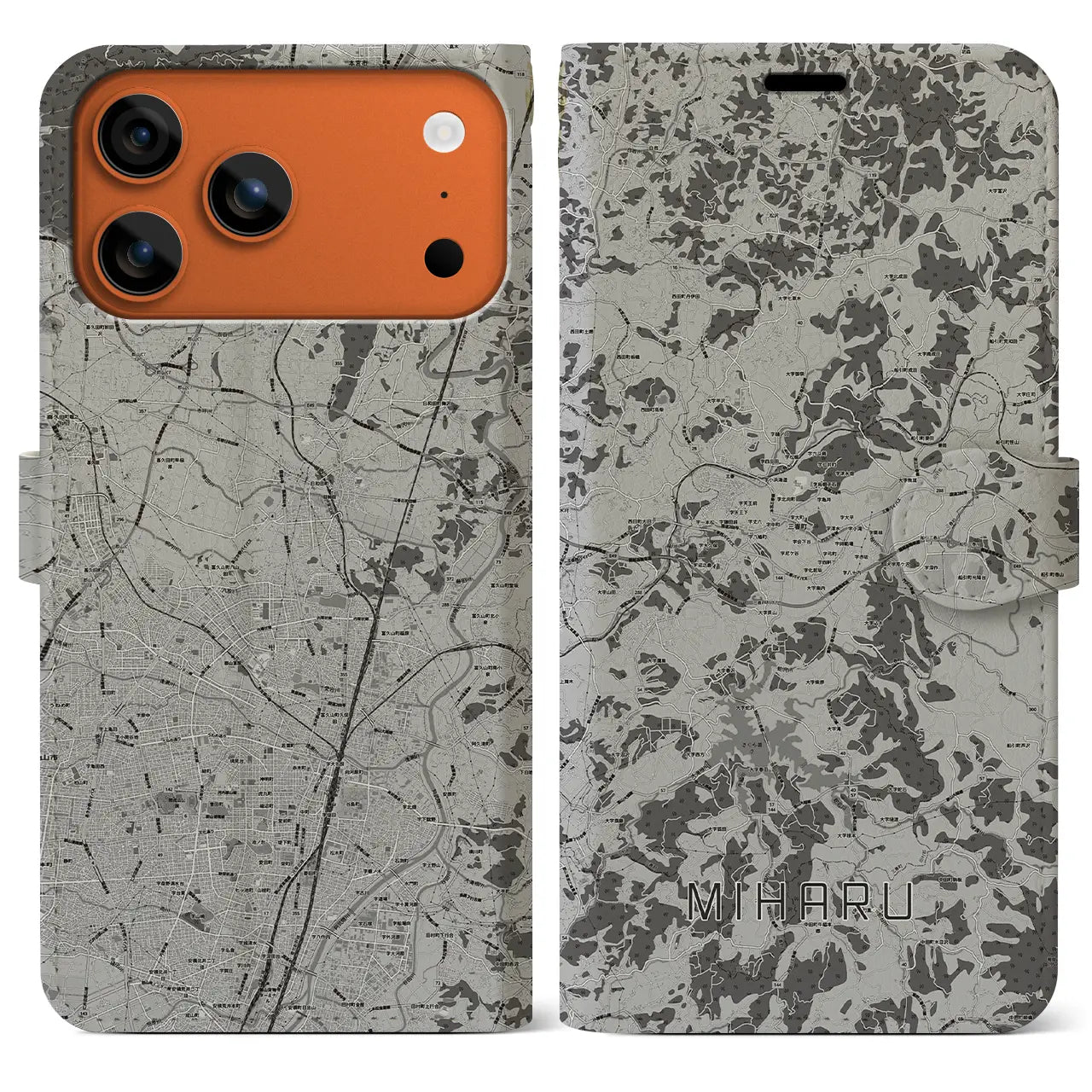 【三春(福島県)】地図柄iPhoneケース(手帳タイプ)