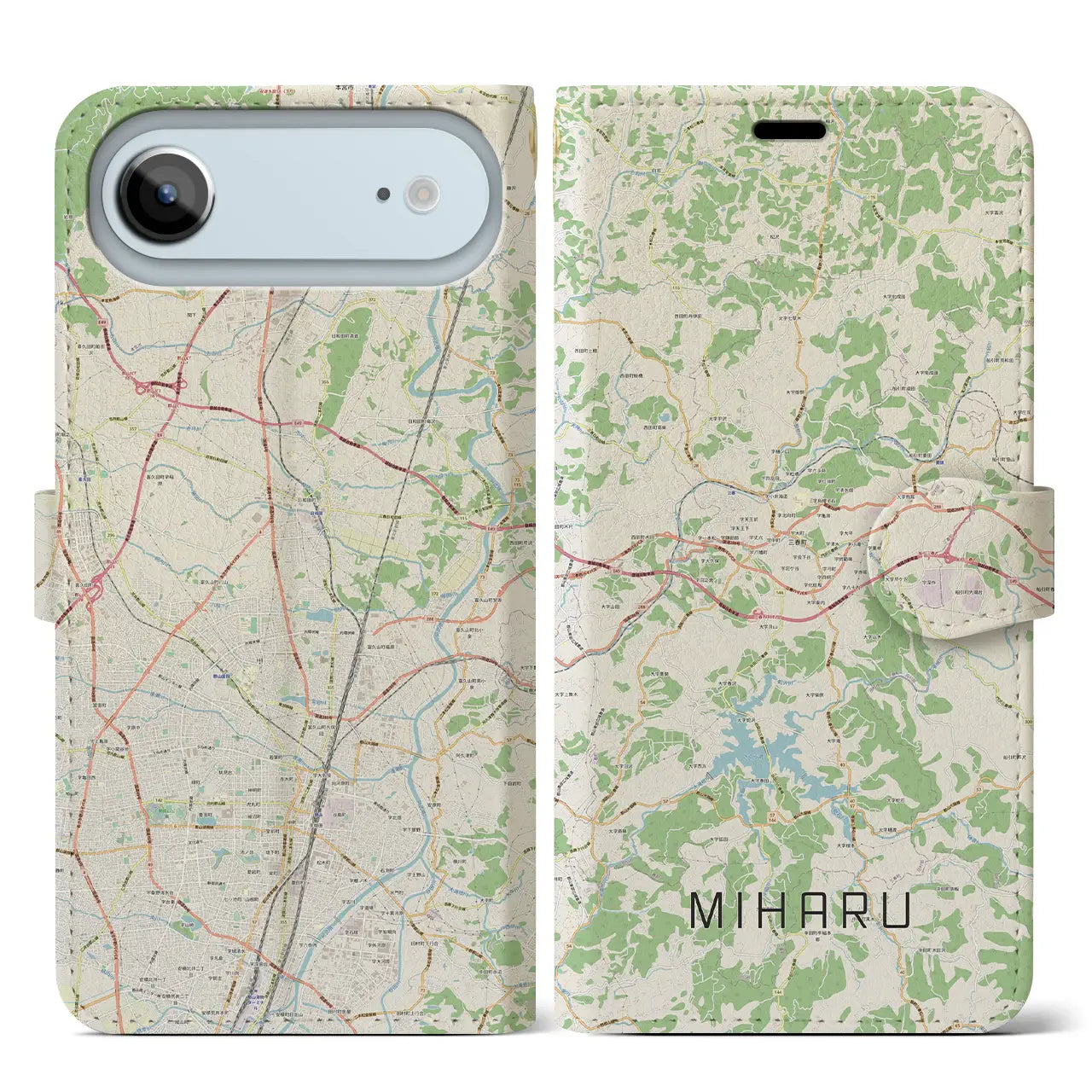 【三春(福島県)】地図柄iPhoneケース(手帳タイプ)