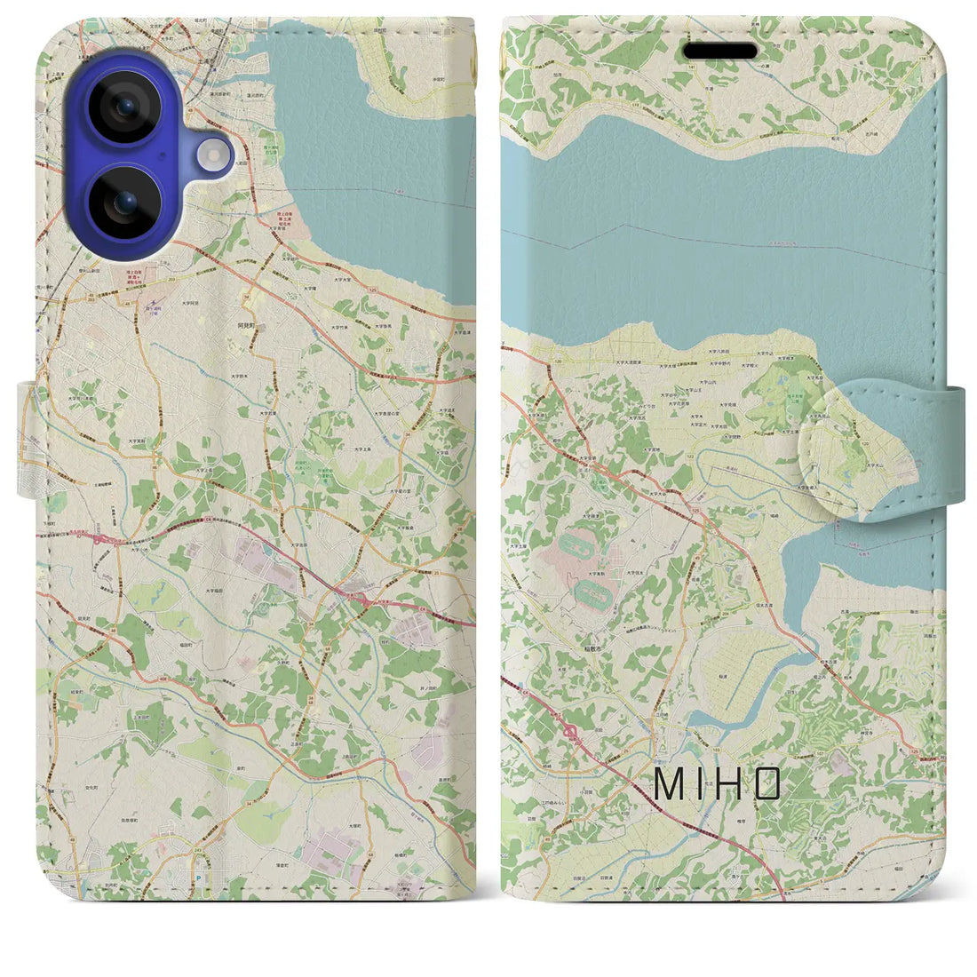 【美浦(茨城県)】地図柄iPhoneケース(手帳タイプ)ナチュラル・iPhone 16 Pro Max 用