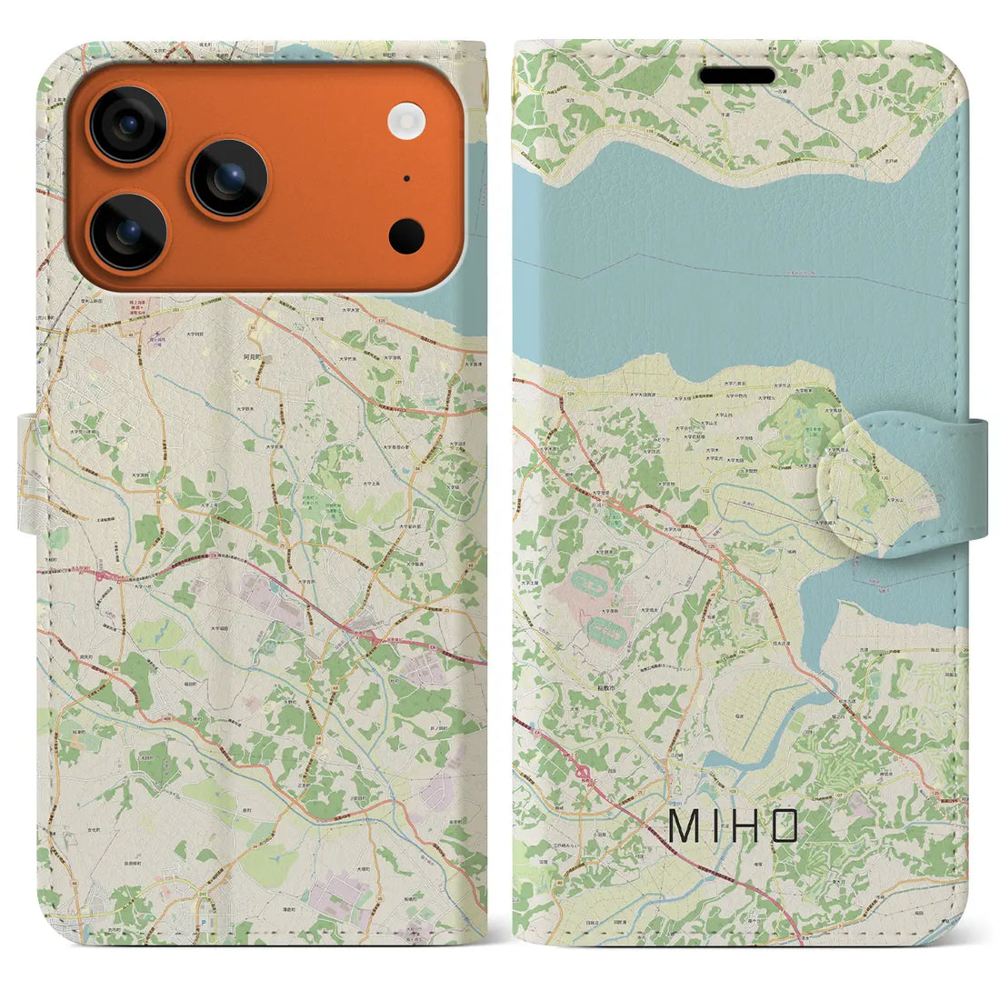 【美浦(茨城県)】地図柄iPhoneケース(手帳タイプ)ナチュラル・iPhone 17 Pro Max 用