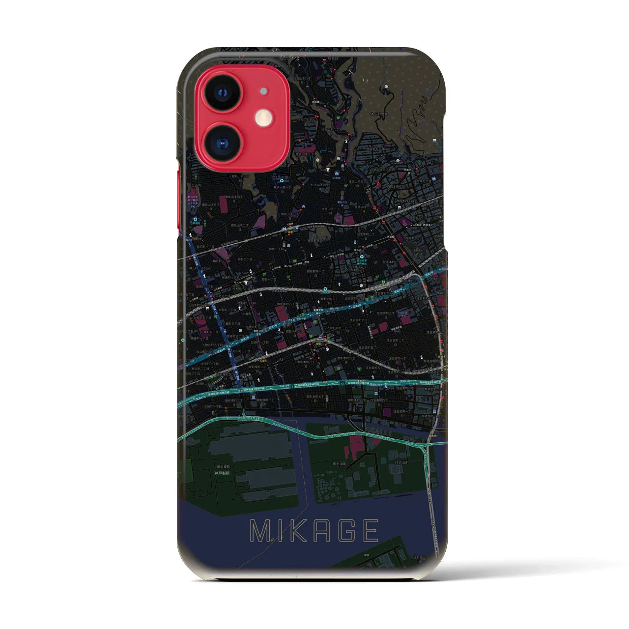 【御影(兵庫県)】地図柄iPhoneケース(バックカバータイプ)