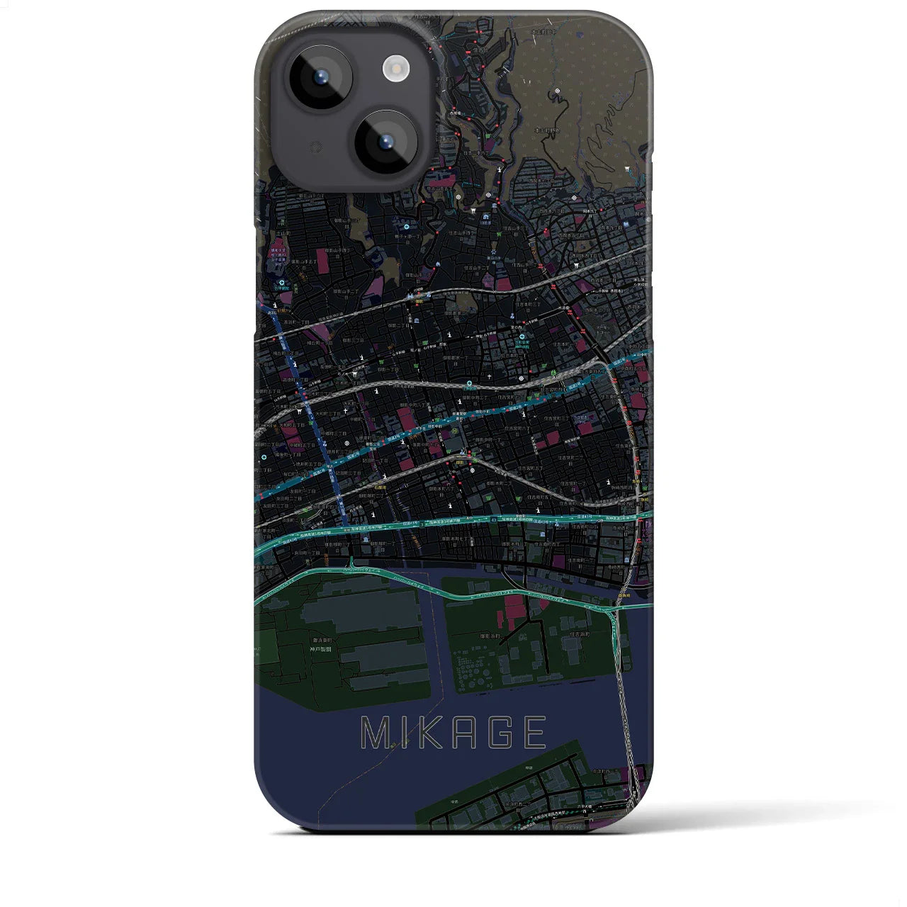 【御影(兵庫県)】地図柄iPhoneケース(バックカバータイプ)