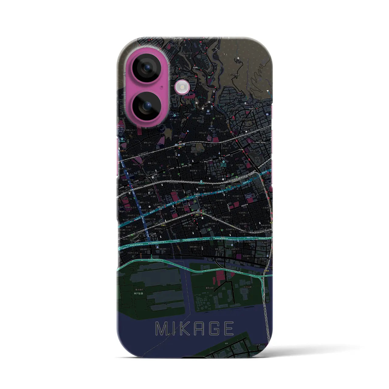 【御影(兵庫県)】地図柄iPhoneケース(バックカバータイプ)