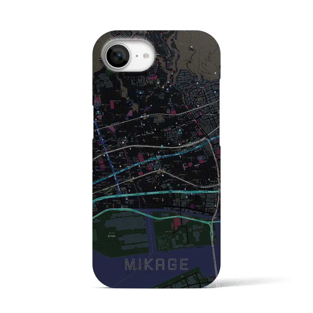 【御影(兵庫県)】地図柄iPhoneケース(バックカバータイプ)