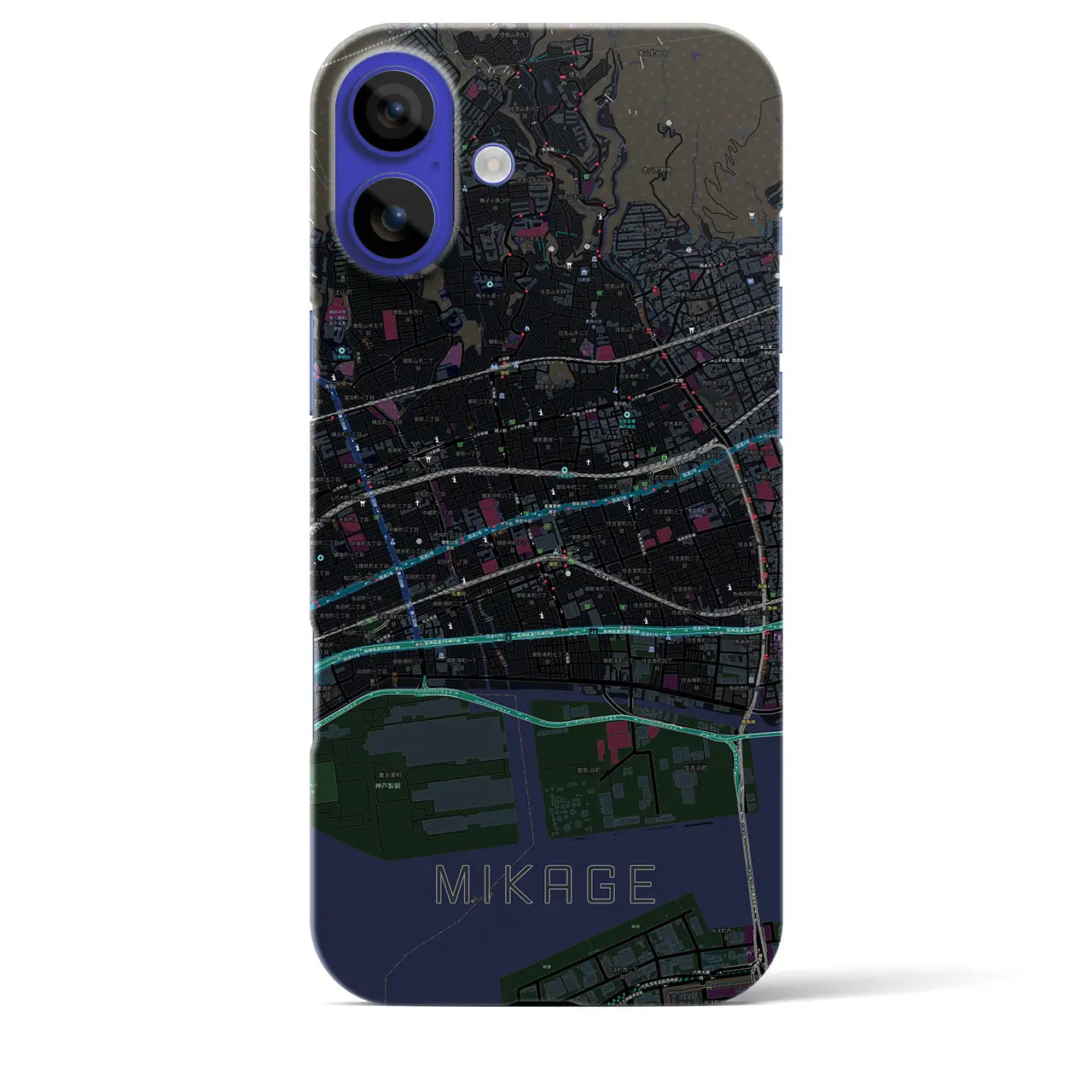 【御影(兵庫県)】地図柄iPhoneケース(バックカバータイプ)