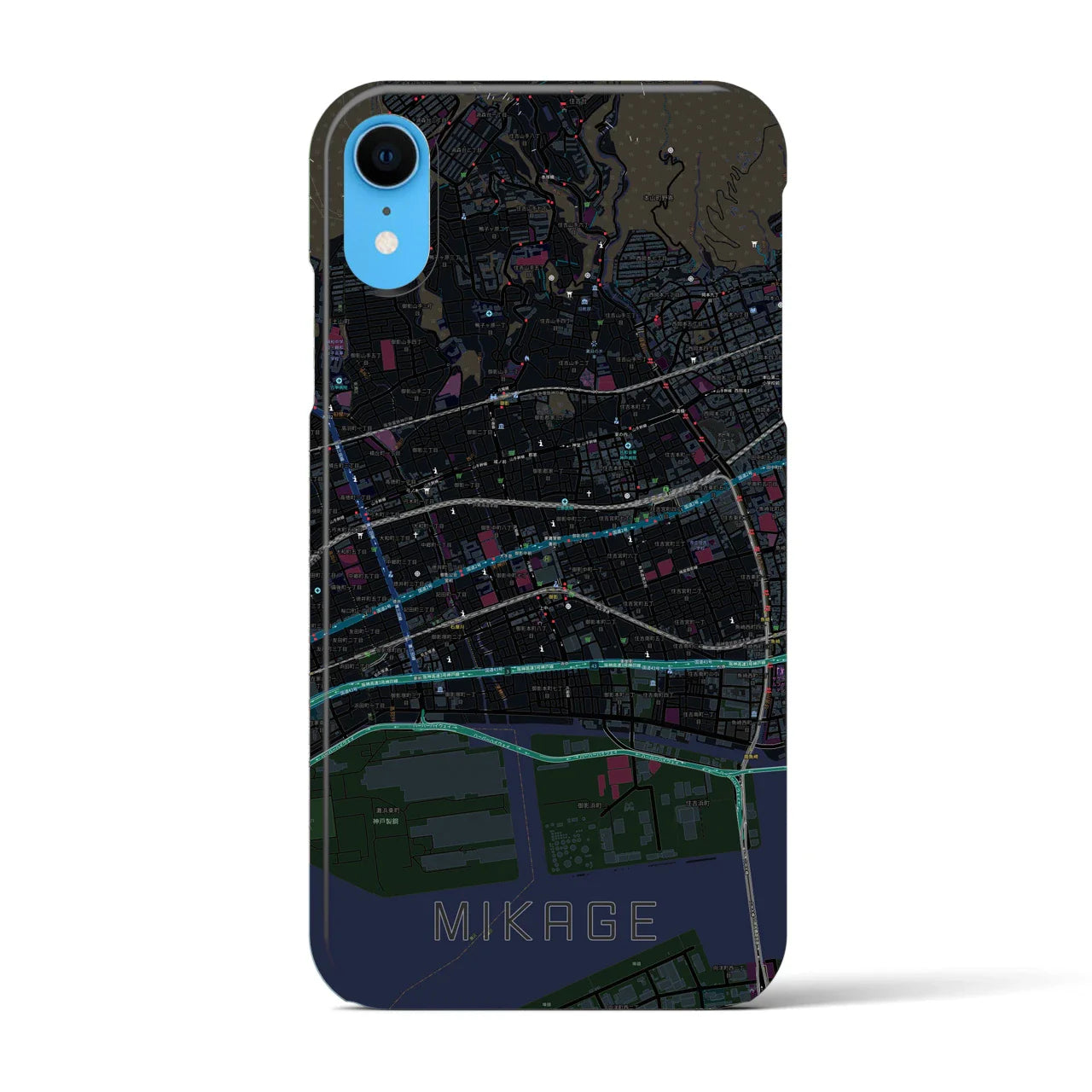 【御影(兵庫県)】地図柄iPhoneケース(バックカバータイプ)