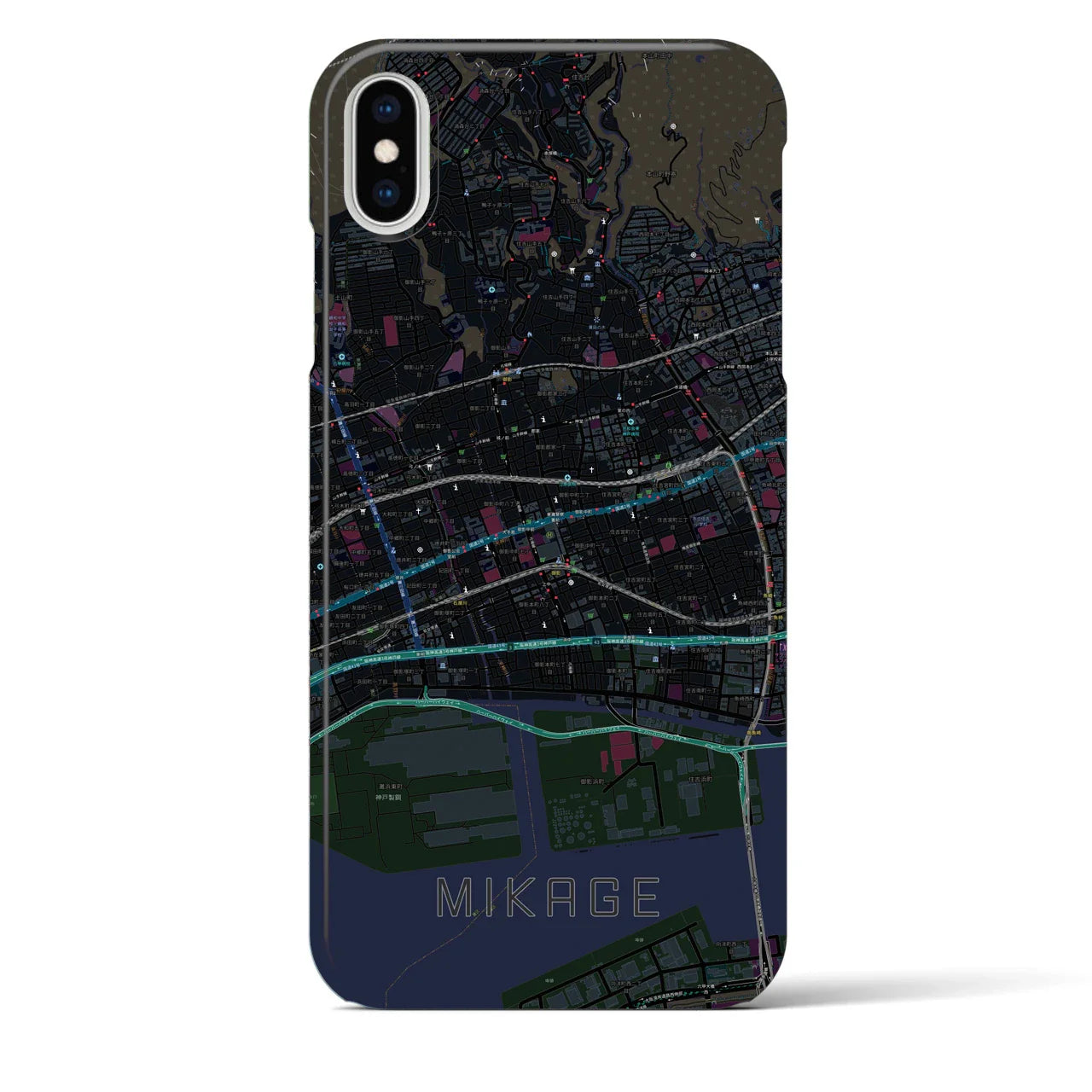 【御影(兵庫県)】地図柄iPhoneケース(バックカバータイプ)