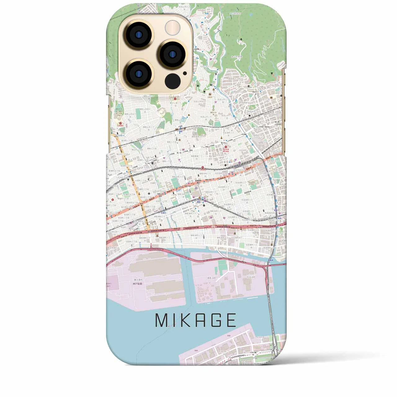 【御影(兵庫県)】地図柄iPhoneケース(バックカバータイプ)