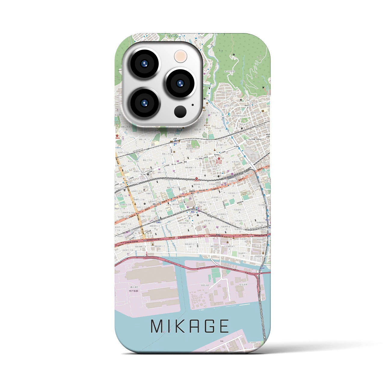 【御影(兵庫県)】地図柄iPhoneケース(バックカバータイプ)