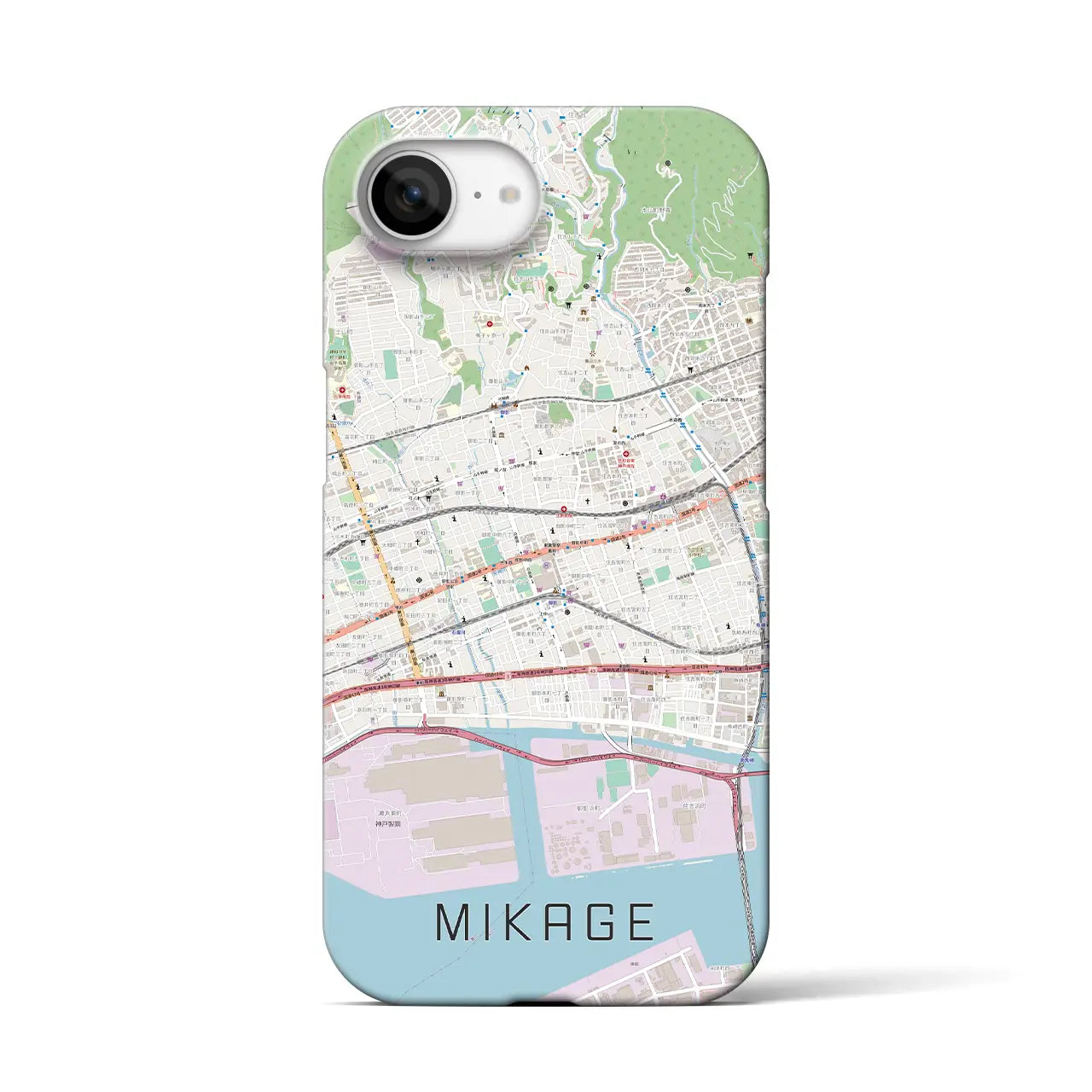 【御影(兵庫県)】地図柄iPhoneケース(バックカバータイプ)