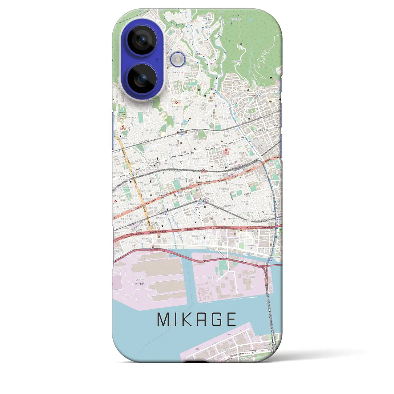 【御影(兵庫県)】地図柄iPhoneケース(バックカバータイプ)