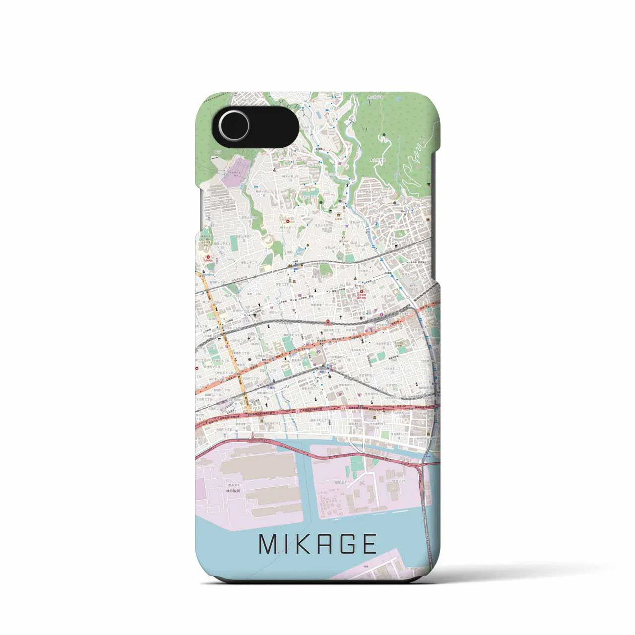 【御影(兵庫県)】地図柄iPhoneケース(バックカバータイプ)