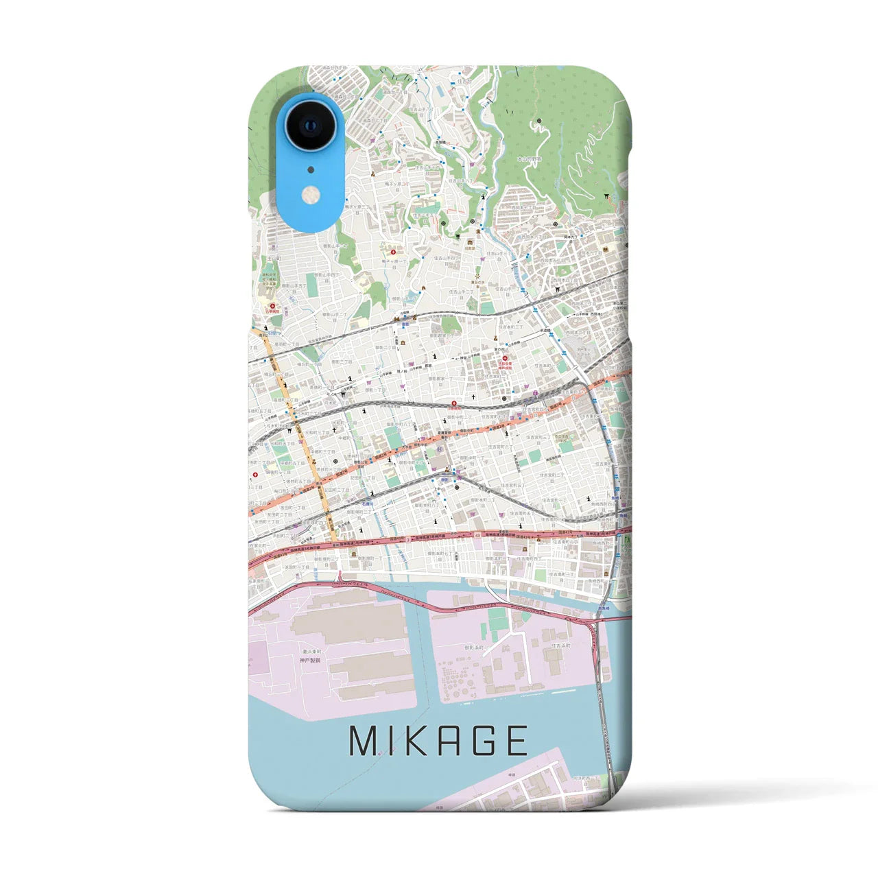 【御影(兵庫県)】地図柄iPhoneケース(バックカバータイプ)