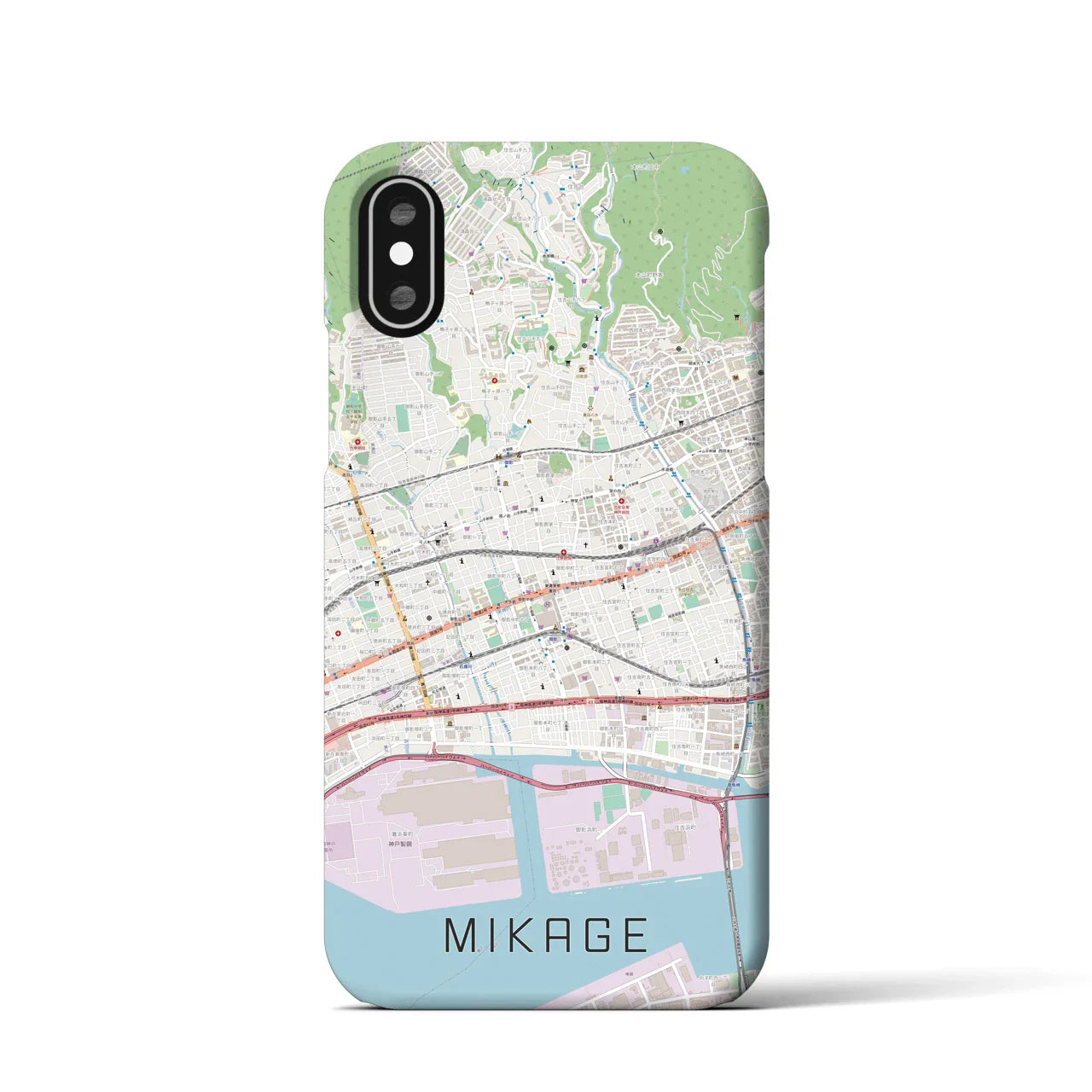 【御影(兵庫県)】地図柄iPhoneケース(バックカバータイプ)