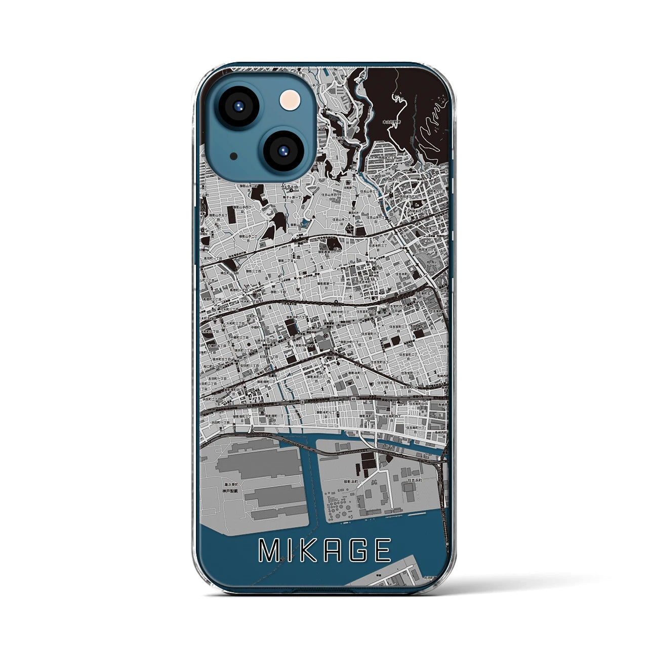 【御影(兵庫県)】地図柄iPhoneケース(クリアタイプ)
